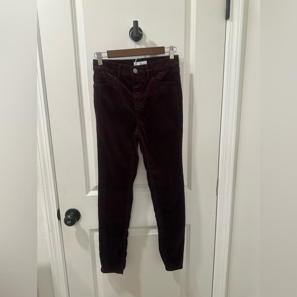 Loft Wine colored velvet pants skinny | Sz 0 holiday party soft plum purple